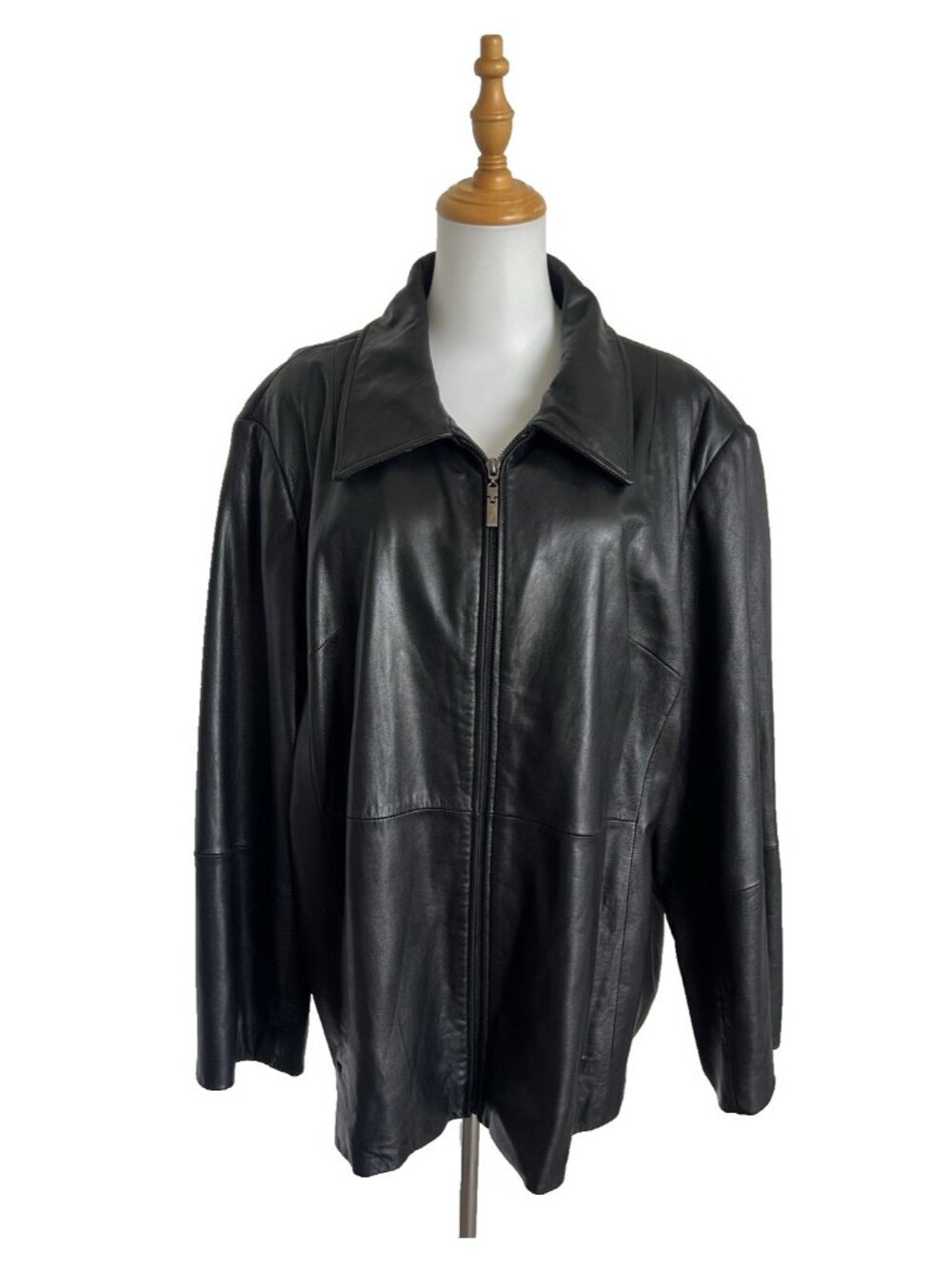 JONES NEW YORK Women’s 2XL Black Leather Jacket SOFT Supple Full Zipper Pockets